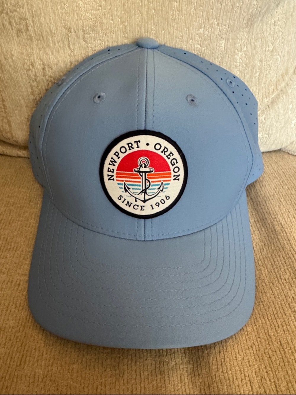 Newport Oregon Anchor Patch Light Blue Baseball Cap